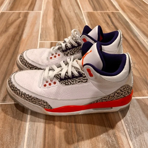 Nike Air Jordan 3 Retro Knicks Mens Size 10.5 136064-148 Sneaker White Orange - Picture 4 of 9